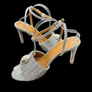 Kurt Geiger Silver Crystal Strappy High Heel Sandals